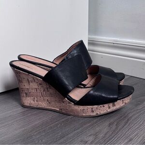 George Black Cork Wedge Sandals